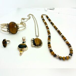 Beautiful Sterling Silver  Tiger eye jewelry set